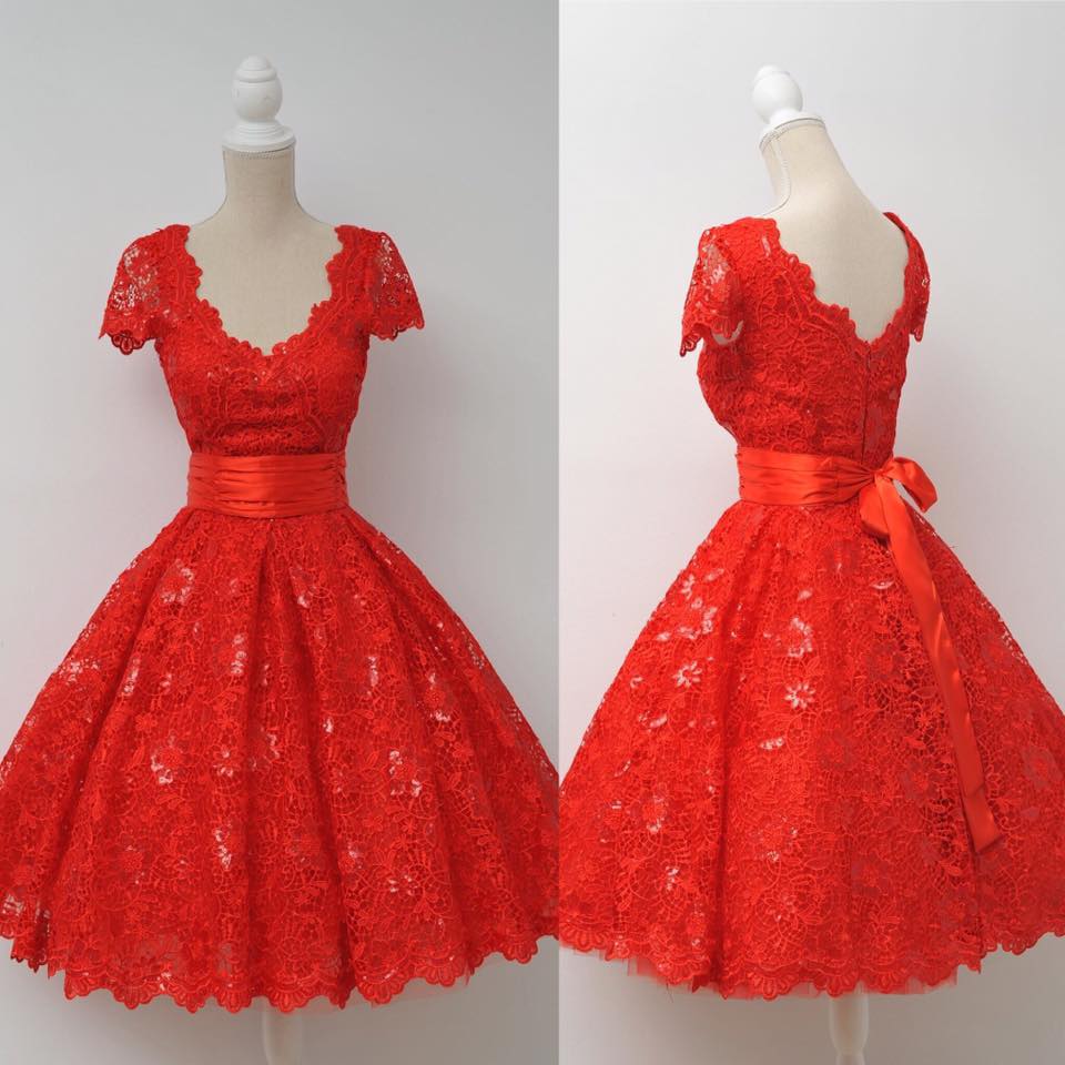 Red Dress,Lace Dress,Cute Dress,Short