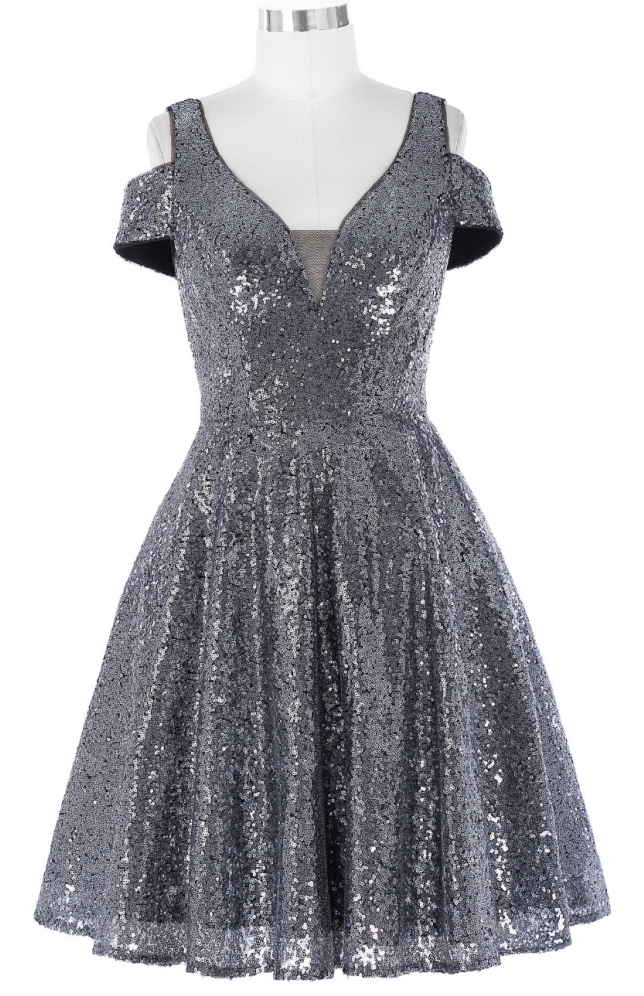 Short Sequin Cocktail Dresses Mother Of The Bride Banquet Dress Dark
