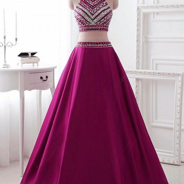 Sweetheart Crystal Beads Satin Tulle Floor Length Ball Gown Prom Quinceanera Dresses On Luulla 